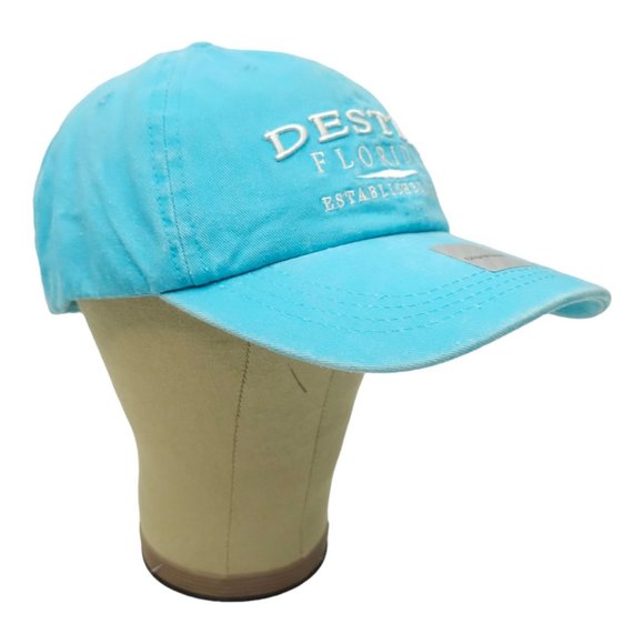 DK Embroidery Destin Florida Light Blue Strapback Cap 50+ UPF Baseball Hat NEW - Picture 3 of 13